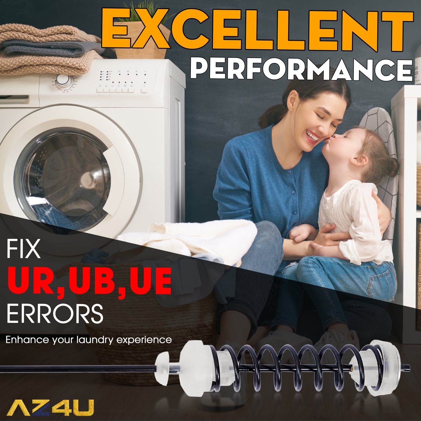 AZ4U 4Pcs Washer Suspension Rod Kit Replaces For NTW4605EW0 NTW4516FW1 NTW4516FW2 NTW4516FW3, WTW4800BQ0 WTW4800BQ1 WET4027HW0 WTW4616FW2 WTW4815EW0 WTW4815EW1 WTW4816FW1 WTW4816FW2 Washer