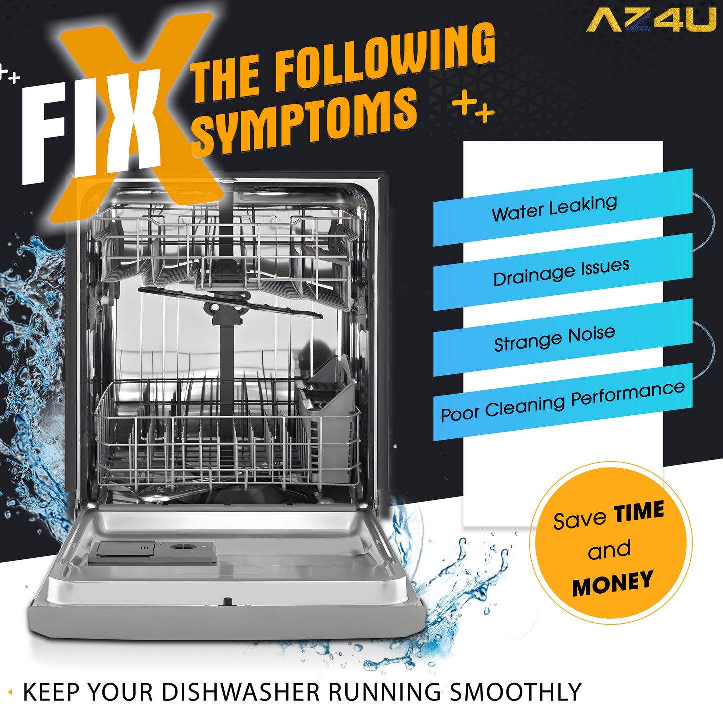 AZ4U Dishwasher Drain Pump Motor Replace For MDB4949SDZ0 MDB4949SDM0 MDB4949SDM1 MDB4949SDM2 MDB4949SDM3 MDB8959SFZ4 MDB4949SDE MDB7749SBM3 MDB7749SBM2 MDB4949SDE0 MDB4949SDE1 MDB4949SDE2 MDB4949SDM