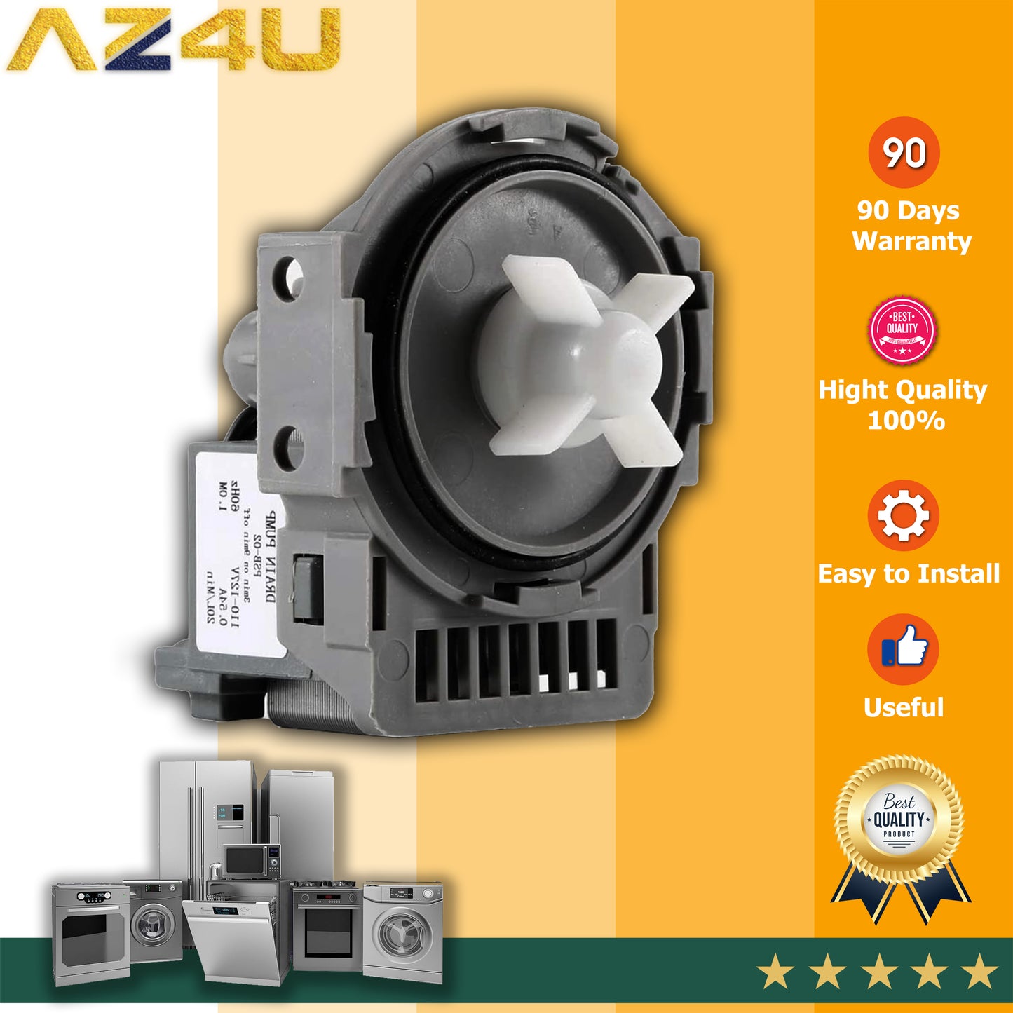 AZ4U DD31-00005A Dishwasher Drain Pump Replaces DD81-01527A DW0005A Replaces For DMT800RHW DMT400 DMT300 DMR78A DMR77 DMR57 DW80K7050US Dishwasher