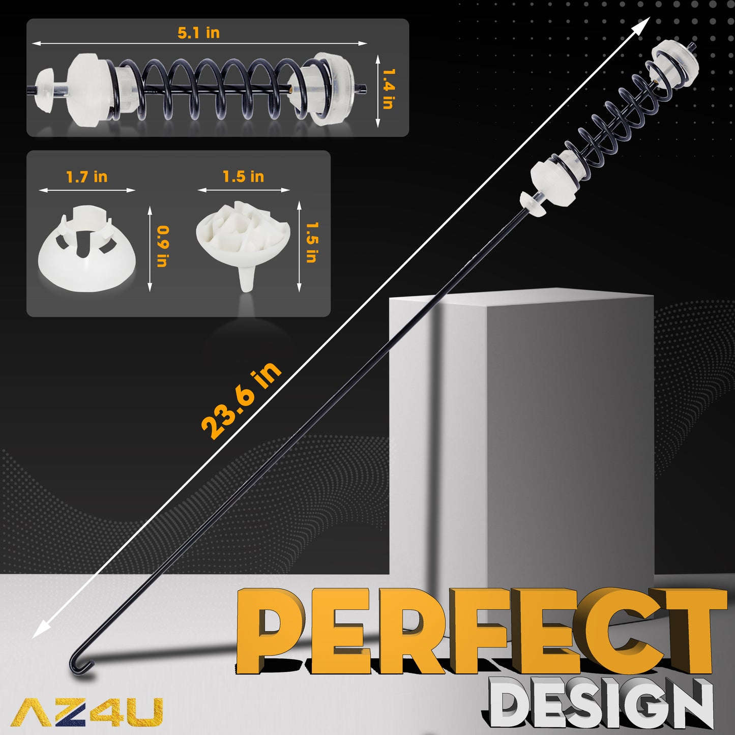 AZ4U Set 4Pcs Washer Suspension Rod Kit Replaces W10780048 For ATW4675YQ1, WTW4800XQ4 WTW4800XQ1 WTW4800XQ2, MVWC200XW2 MVWC200XW1 NTW4600YQ1 NTW4650YQ0 RTW4640YQ1 RTW4640YQ0