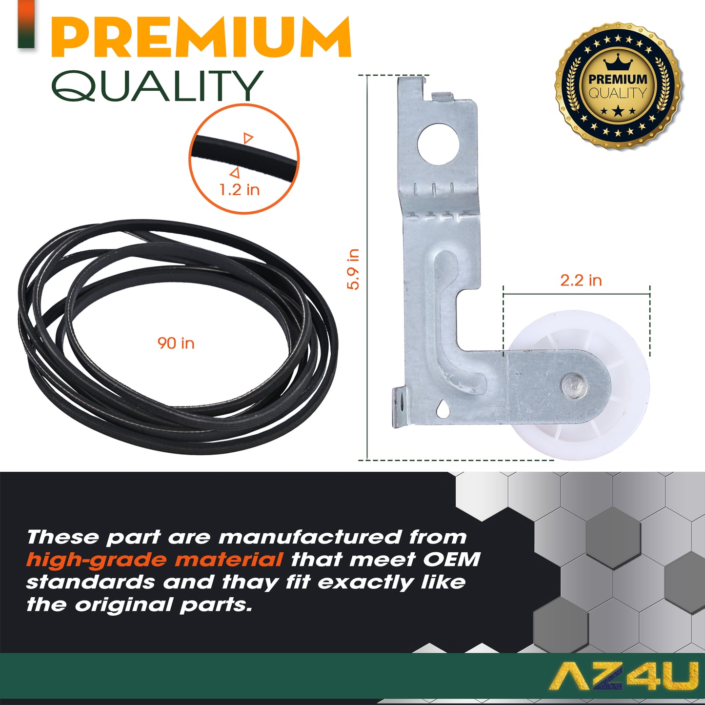 AZ4U Dryer Repair Kit For LG DLG0452W DLG1320W DLG1502W DLGX7188RM DLGX7601KE DLGX7711VE DLG2051W DLG2102W DLG2302R DLG2241W DLG2351W DLG2522W DLG2524W Dryer Drum Roller Belt Idler Pulley