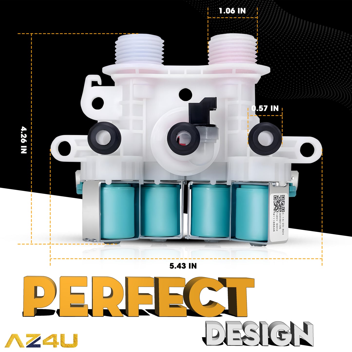 AZ4U Washer Water Inlet Valve Replaces For Bravos XL MVWB765FW0 MVWB835DW2 MVWB855DC2 MVWB835DW3 MVWB835DW1 MVWB835DW4 MVWB766FW0 MVWB765FW1 MVWB765FW2 MVWB765FW3 MVWB855DC3 MVWB766FW1 MVWB865GC0