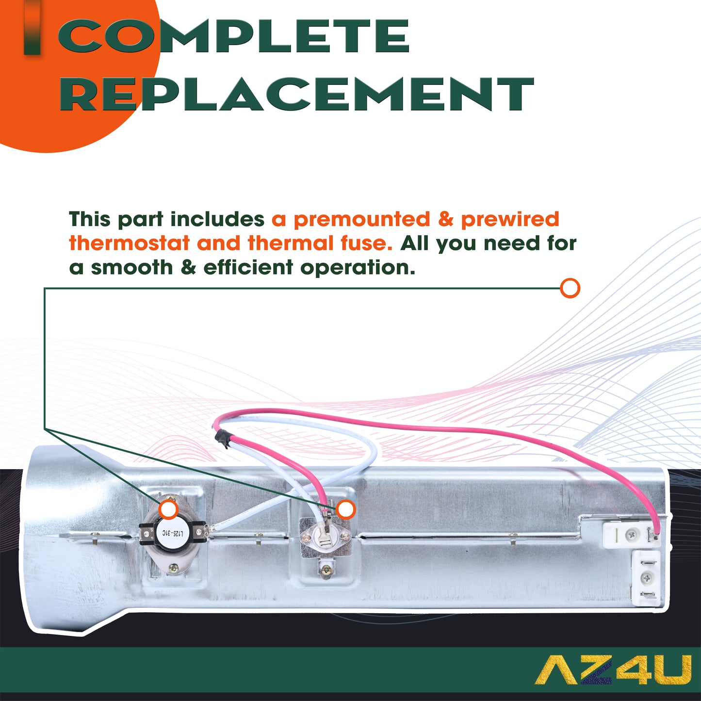 Dryer Heating Element Assembly Replaces For DLE2515S DLE2301R DLE2301W DLE2101W DLE1310W DLE7177WM DLE2512W DLEX7177RM DLE2701V DLE3050W DLE7177RM DLE5932S DLE2522W DLE2524W DLE2601R DLE2601W