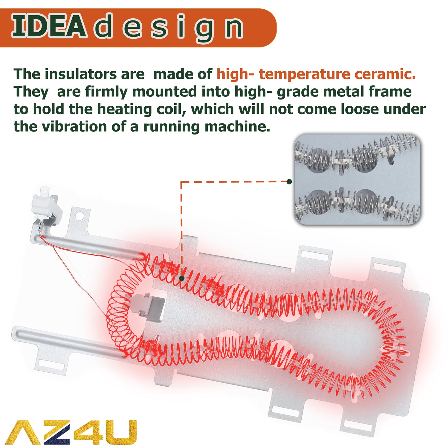 AZ4U Dryer Heating Element Replaces For Epic z Bravos MEDB765FW0 MEDB835DW4 MED9600SQ0 MED9700SQ0 MED9800TQ0 MEDX500XW0 MEDX700XW0 MEDX700XL0 MEDC700VW0 MEDB855DC4 MED3500FW1 MEDZ400TQ2 MEDX500XL0
