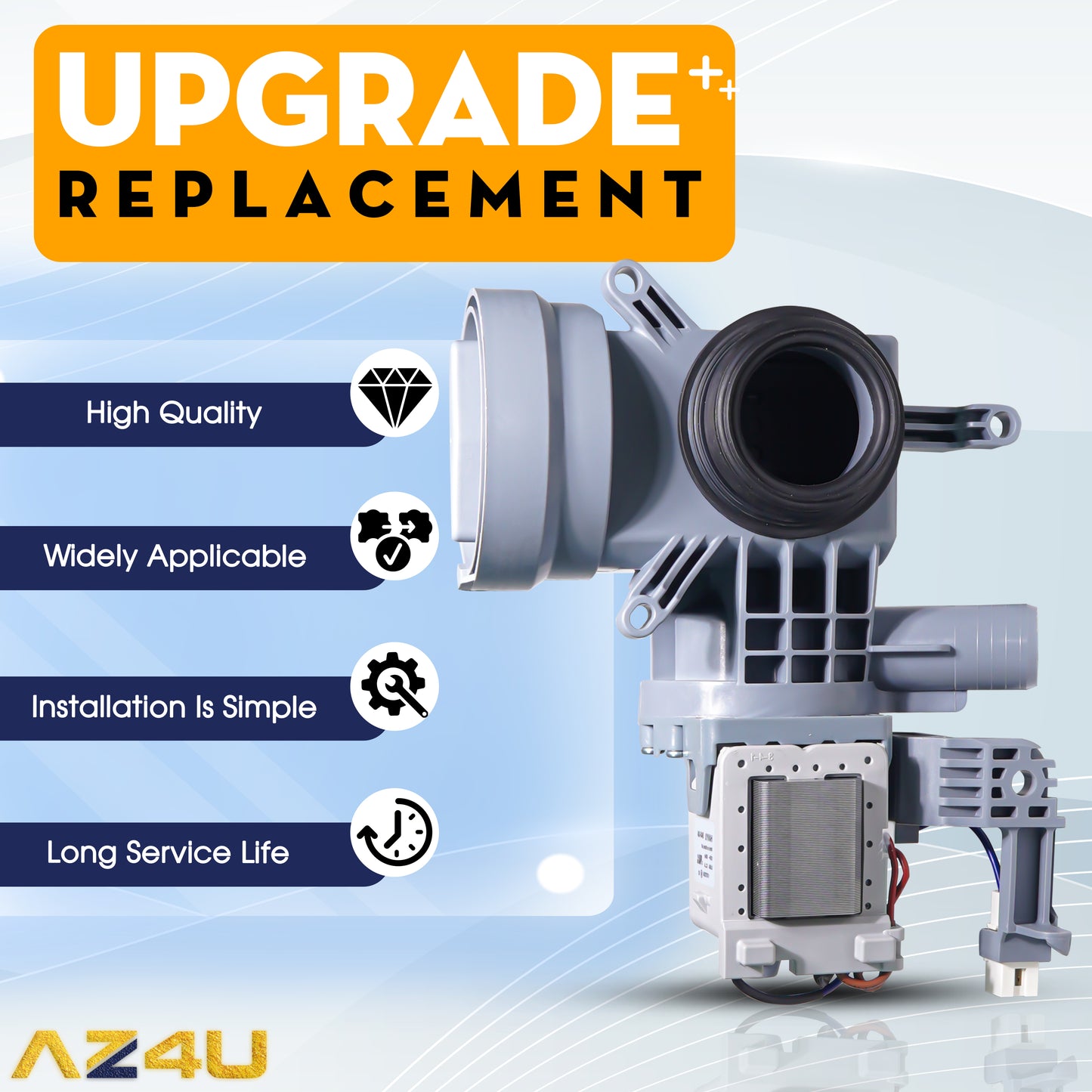 AZ4U Upgraded W10425238, Drain Pump WPW10605427 W10605427 Washer Drain Pump Compatible with Whirlpool Duet Drain, Maytag, Amana Washer, WPW10425238 W10799064 W10799065 Front Load Washer
