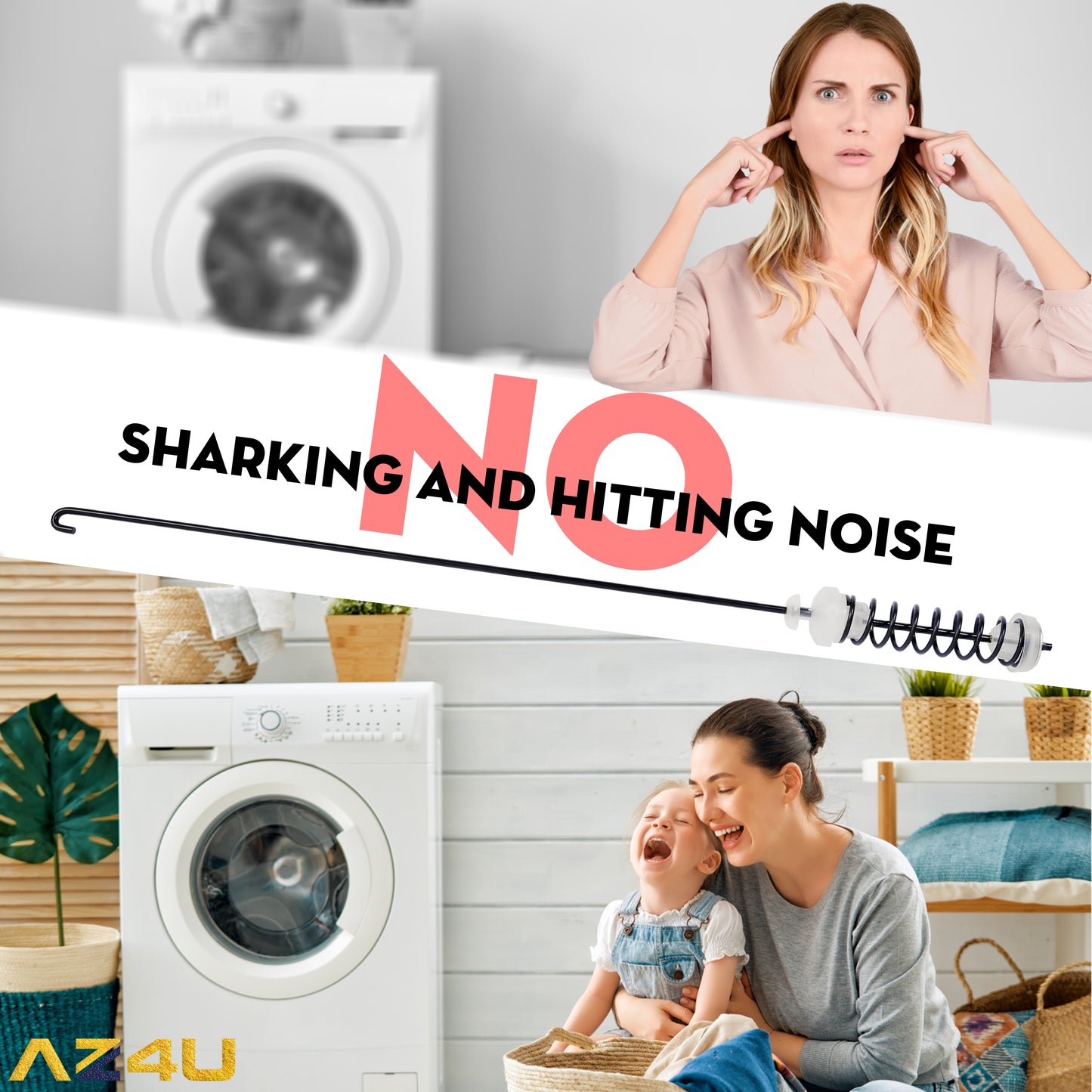 AZ4U Set 4Pcs Washer Suspension Rod Kit Replaces W10780048 For ATW4675YQ1, WTW4800XQ4 WTW4800XQ1 WTW4800XQ2, MVWC200XW2 MVWC200XW1 NTW4600YQ1 NTW4650YQ0 RTW4640YQ1 RTW4640YQ0