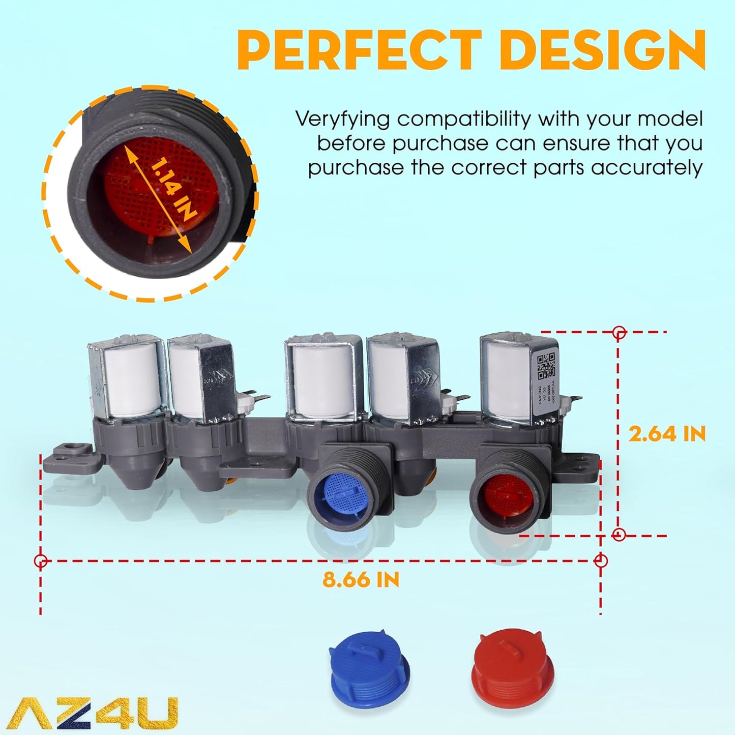 AZ4U 5221EA1008F AJU75152601 For AJU73213301 LG Water Inlet Valve Assembly Replacement for LG Kenmore Washer TAW35618287 AJU75152603 wt7200cw wt5001cw 79631522211 5221ea1008p 79631512210 79631512211