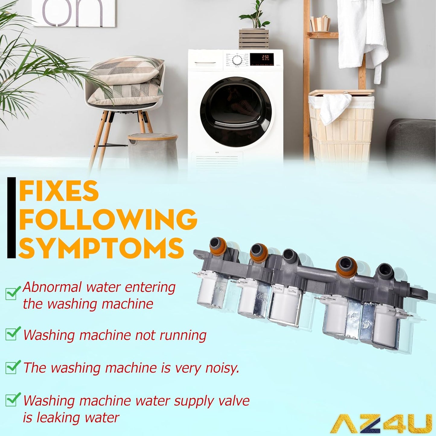 AZ4U 5221EA1008F AJU75152601 For AJU73213301 LG Water Inlet Valve Assembly Replacement for LG Kenmore Washer TAW35618287 AJU75152603 wt7200cw wt5001cw 79631522211 5221ea1008p 79631512210 79631512211
