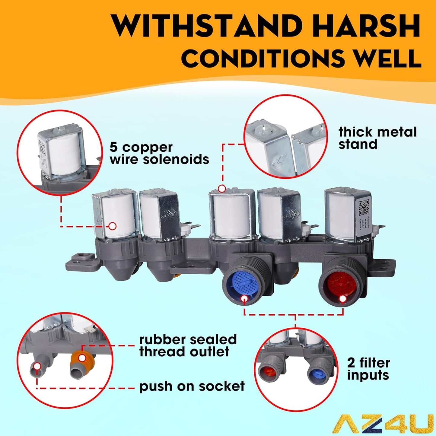 AZ4U 5221EA1008F AJU75152601 For AJU73213301 LG Water Inlet Valve Assembly Replacement for LG Kenmore Washer TAW35618287 AJU75152603 wt7200cw wt5001cw 79631522211 5221ea1008p 79631512210 79631512211