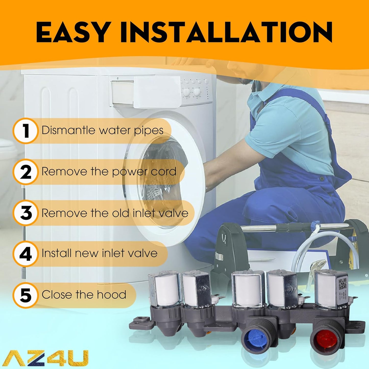 AZ4U 5221EA1008F AJU75152601 For AJU73213301 LG Water Inlet Valve Assembly Replacement for LG Kenmore Washer TAW35618287 AJU75152603 wt7200cw wt5001cw 79631522211 5221ea1008p 79631512210 79631512211