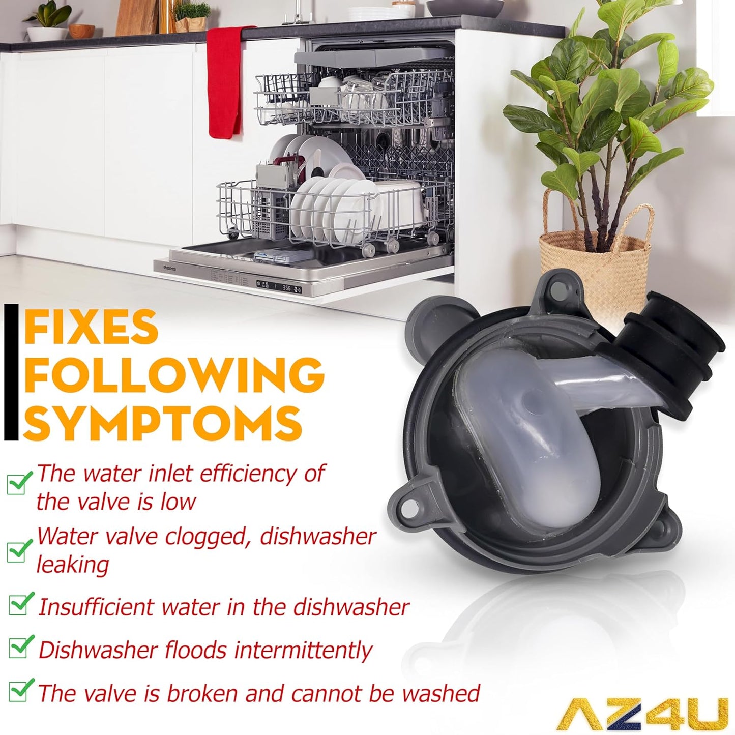 AZ4U Upgraded WD00X25260 WD18X21678 WD19X25259 WD19X25278 Dishwasher Diverter Valve Kit Compatible with GE, Whirlpool, Kenmore, Maytag, Amana, Dishwasher Diverter Wash Pump XDF300PGN0WW XDF300PSN0SS