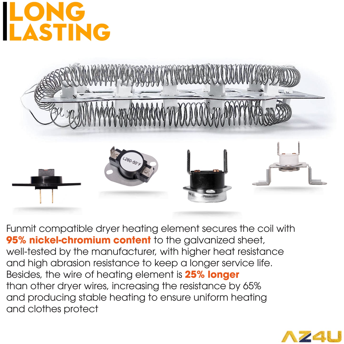 Dryer Heating Element Thermostat Replace for DVE50M7450W/A3 DV393ETPAWR/A1 DV42H5000EW/A3 DV48H7400EW/A2 DV363EWBEUF/A1 DV42H5200EW/A3 DV448AEW/XAA DV361EWBEWR/A3 DV42H5200EF/A3 DV419AEW/XAA
