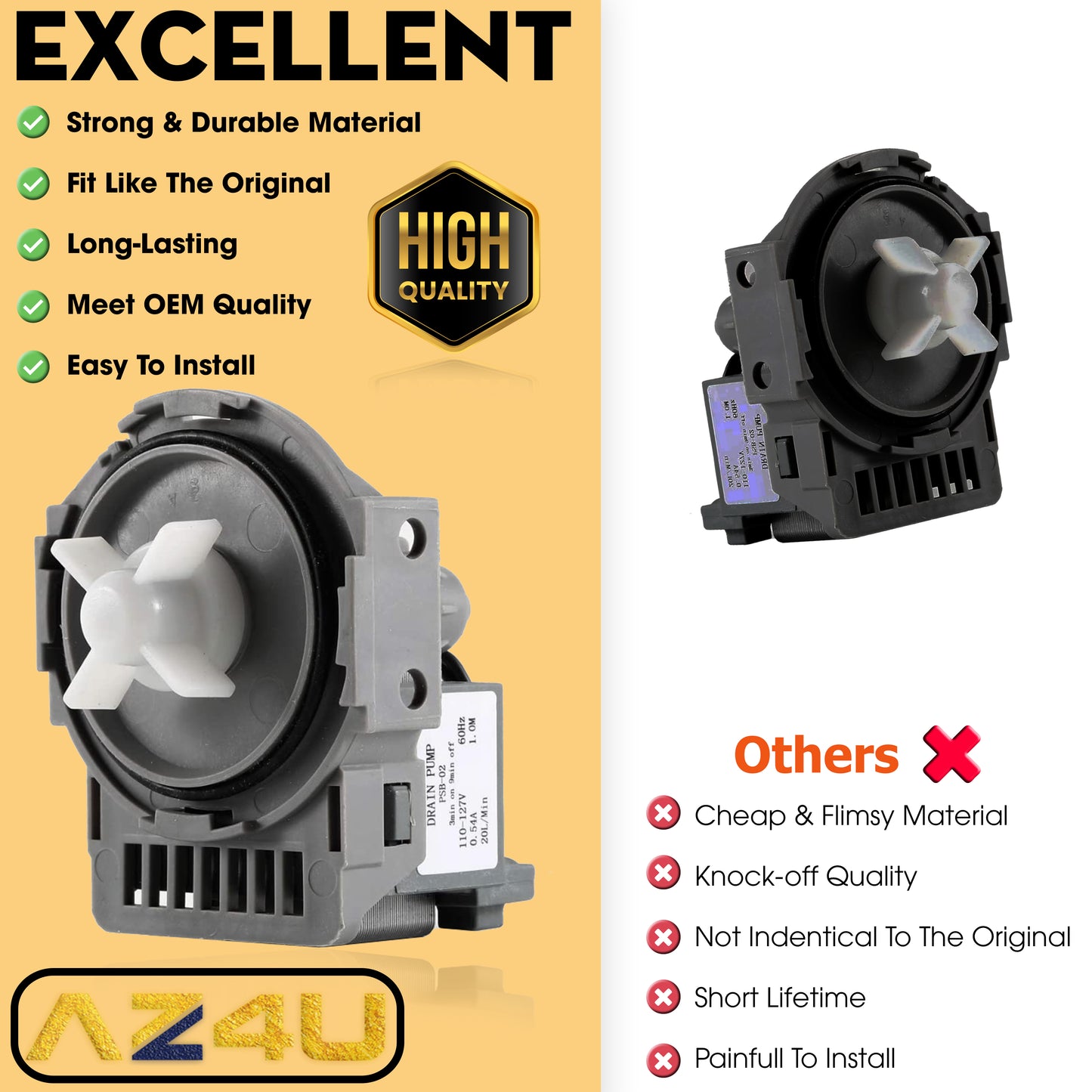 AZ4U DD31-00005A Dishwasher Drain Pump Replaces DD81-01527A DW0005A Replaces For DMT800RHW DMT400 DMT300 DMR78A DMR77 DMR57 DW80K7050US Dishwasher