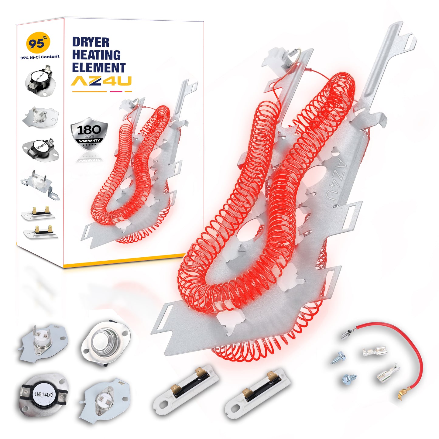 AZ4U Dryer Heating Element Replaces For Epic z Bravos MEDB765FW0 MEDB835DW4 MED9600SQ0 MED9700SQ0 MED9800TQ0 MEDX500XW0 MEDX700XW0 MEDX700XL0 MEDC700VW0 MEDB855DC4 MED3500FW1 MEDZ400TQ2 MEDX500XL0