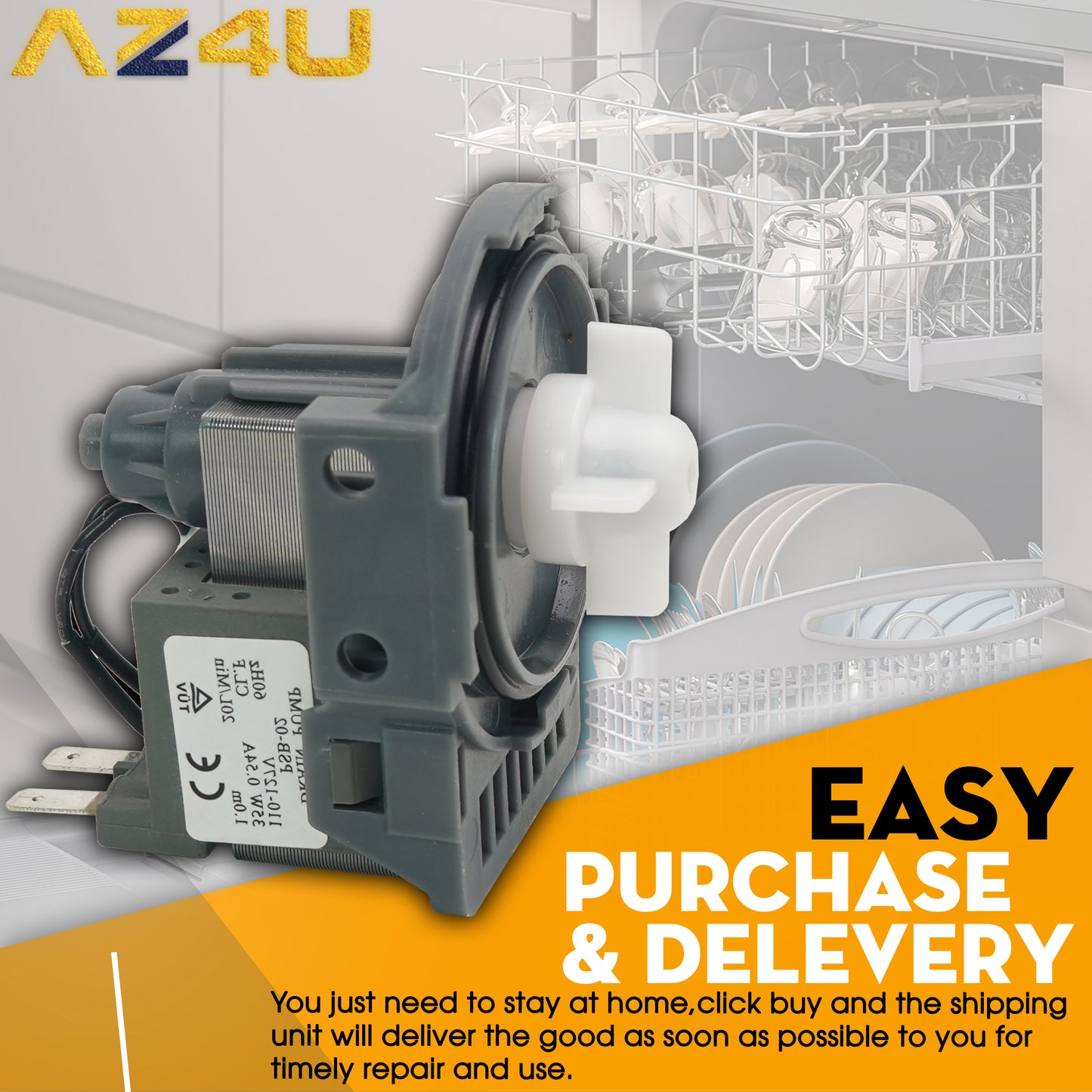 AZ4U DD31-00005A Dishwasher Drain Pump Replaces DD81-01527A DW0005A Replaces For DMT800RHW DMT400 DMT300 DMR78A DMR77 DMR57 DW80K7050US Dishwasher