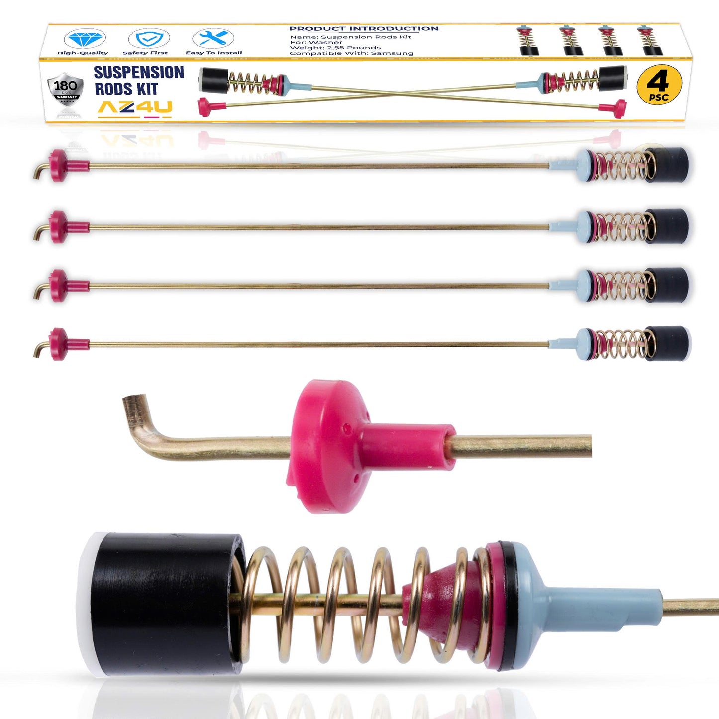 4 Washer Suspension Rod Damper Replaces For WA45M7050AW/A4 WA5451ANW/XAA WA45N3050AW/A4 WA45T3200AW WA45T3400AV WA45T3400AW WA50R5200AW/US WA50R5400AV/US WA50T5300AC WA50R5400AW WA456DRHDSU/AA