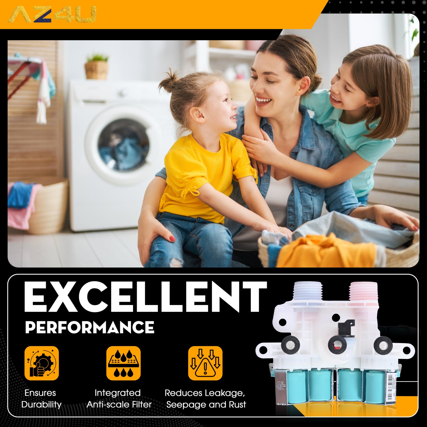 AZ4U Washer Water Inlet Valve Replaces For Bravos XL MVWB765FW0 MVWB835DW2 MVWB855DC2 MVWB835DW3 MVWB835DW1 MVWB835DW4 MVWB766FW0 MVWB765FW1 MVWB765FW2 MVWB765FW3 MVWB855DC3 MVWB766FW1 MVWB865GC0