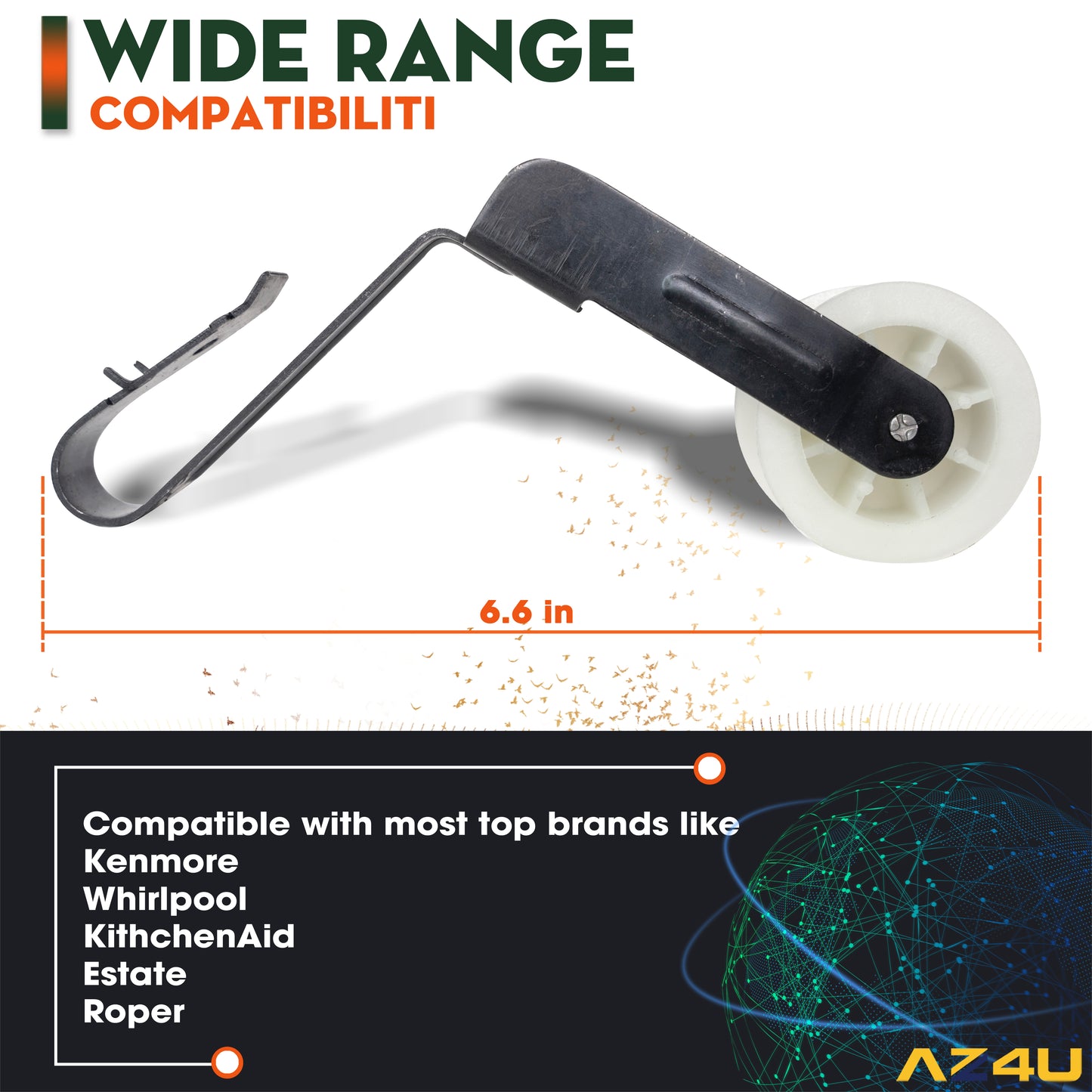 AZ4U Dryer Repair Kit Replaces For NED4600YQ1 NED4655EW1 4GNED4600YQ1 NED4600YQ0 NGD4655EW2 NED4500VQ0 NED4700YQ1 NED4500TQ0 NED4800VQ0 Drum Rollers 14210017 Belt 341241 Idler Pulley 14210023