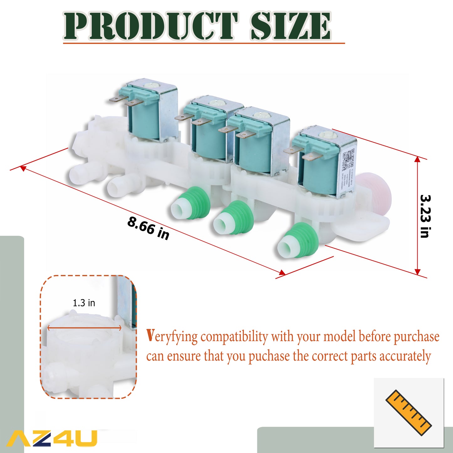 AZ4U Washer Water Inlet Valve Replaces For WA45H7000AW/A2 WA400PJHDWR/AA WA45M7050AW/A4 WA40J3000AW/A2 WA50R5200AW WA50R5400AV WA422PRHDWR/AA WA45H7000AP/A2 WA45H7000AW/AA WA45M7050AW Top Load