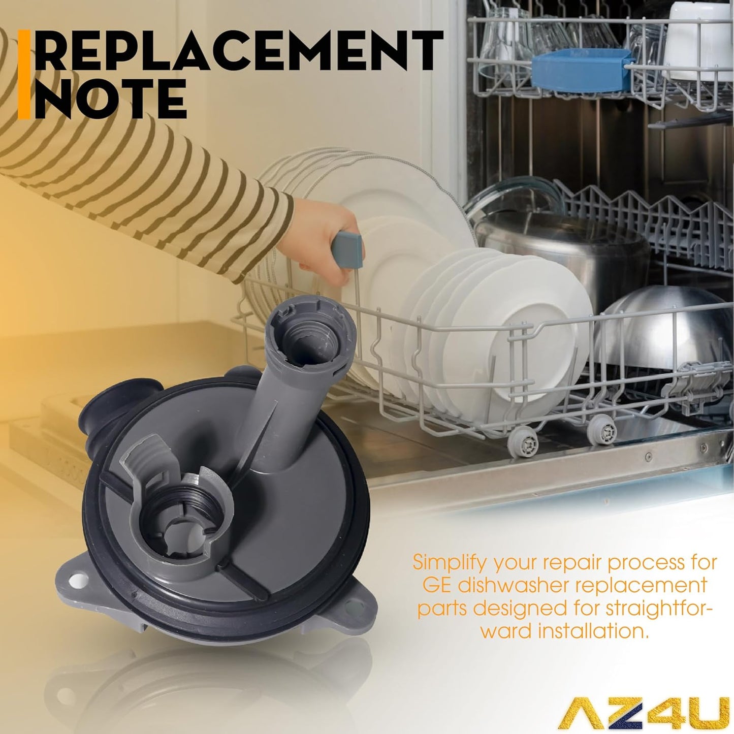 AZ4U Upgraded WD00X25260 WD18X21678 WD19X25259 WD19X25278 Dishwasher Diverter Valve Kit Compatible with GE, Whirlpool, Kenmore, Maytag, Amana, Dishwasher Diverter Wash Pump XDF300PGN0WW XDF300PSN0SS