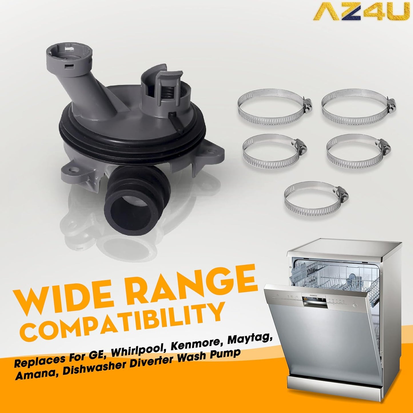 AZ4U Upgraded WD00X25260 WD18X21678 WD19X25259 WD19X25278 Dishwasher Diverter Valve Kit Compatible with GE, Whirlpool, Kenmore, Maytag, Amana, Dishwasher Diverter Wash Pump XDF300PGN0WW XDF300PSN0SS