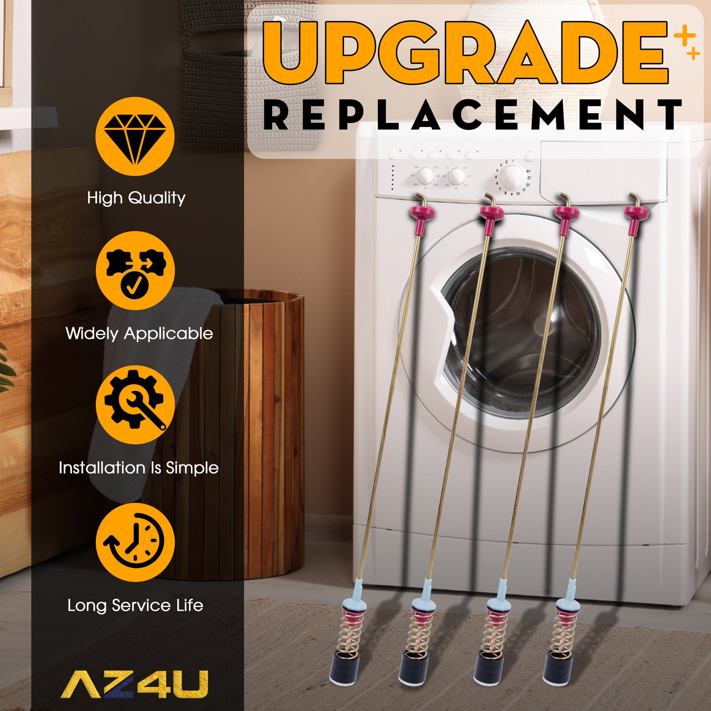 4 Washer Suspension Rod Damper Replaces For WA45M7050AW/A4 WA5451ANW/XAA WA45N3050AW/A4 WA45T3200AW WA45T3400AV WA45T3400AW WA50R5200AW/US WA50R5400AV/US WA50T5300AC WA50R5400AW WA456DRHDSU/AA