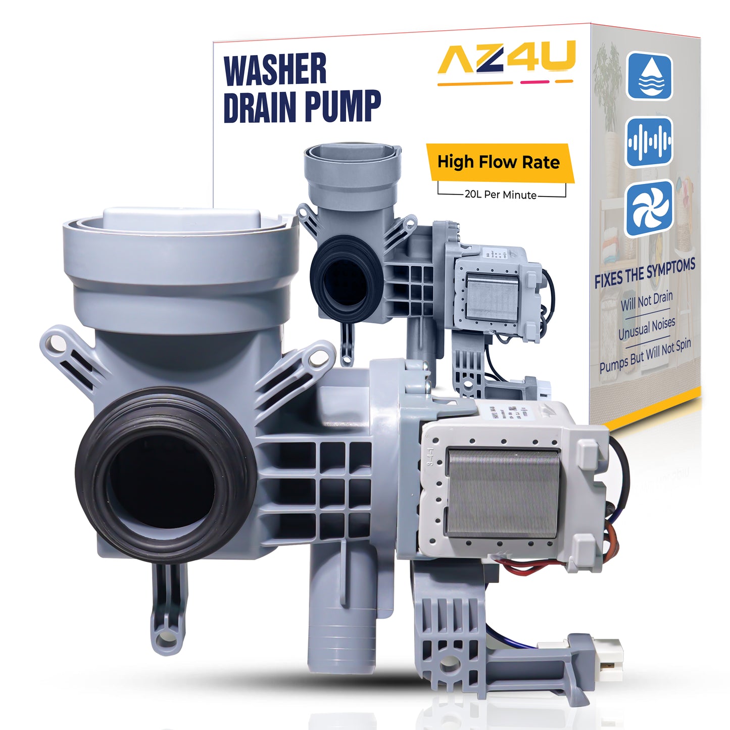 AZ4U Upgraded W10425238, Drain Pump WPW10605427 W10605427 Washer Drain Pump Compatible with Whirlpool Duet Drain, Maytag, Amana Washer, WPW10425238 W10799064 W10799065 Front Load Washer