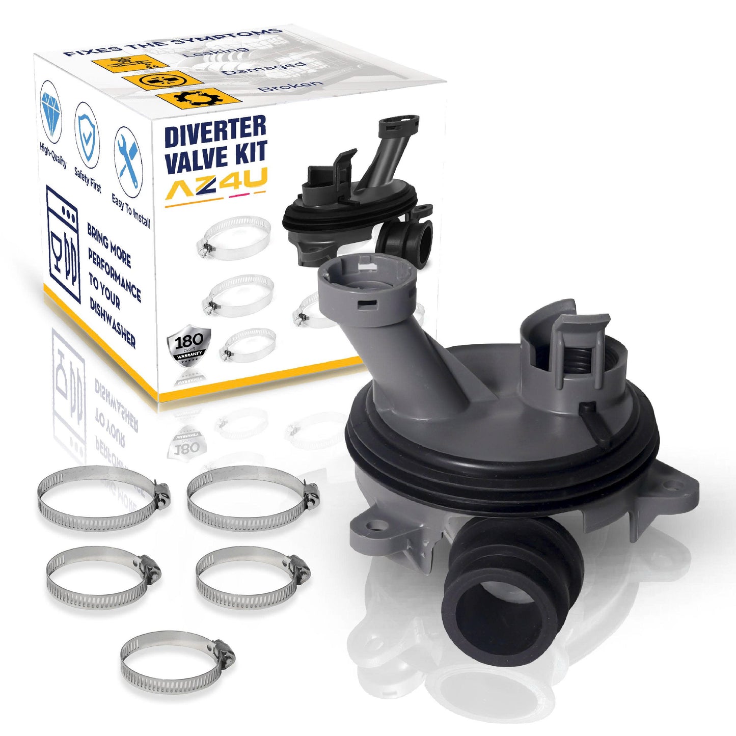 AZ4U Upgraded WD00X25260 WD18X21678 WD19X25259 WD19X25278 Dishwasher Diverter Valve Kit Compatible with GE, Whirlpool, Kenmore, Maytag, Amana, Dishwasher Diverter Wash Pump XDF300PGN0WW XDF300PSN0SS